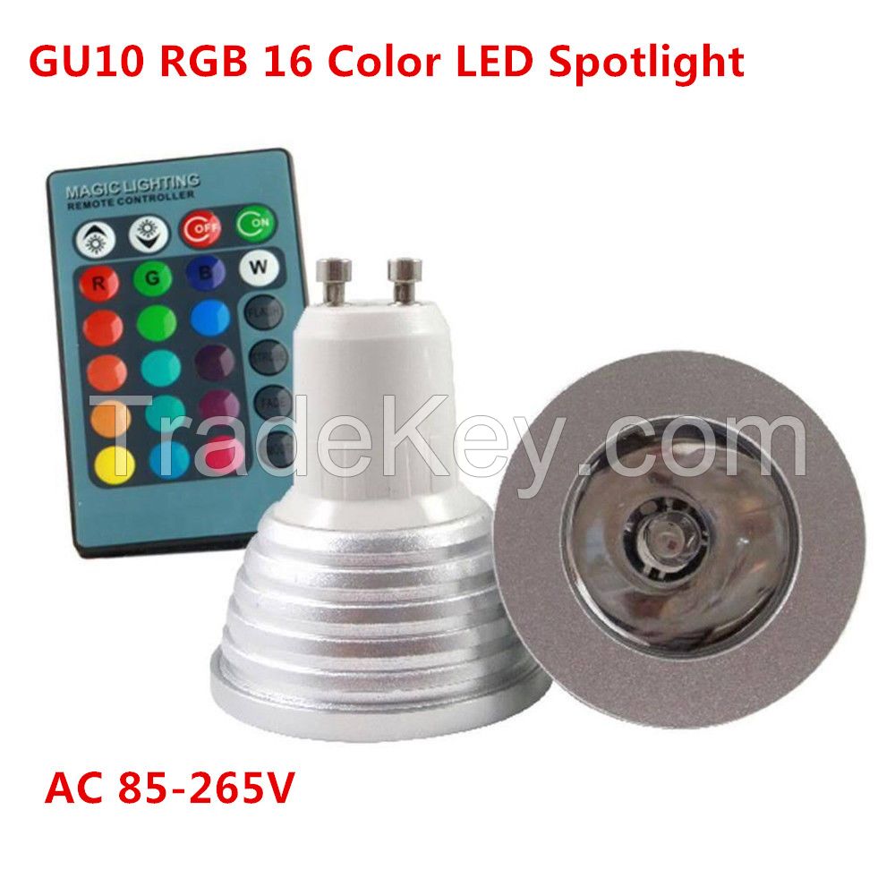 220v /110v Rgb Bulb Lamp Rgb Led Bulb Gu10 3w Ceiling Spotlight Led Lamp Light Led Spotlight Spot Light 16 Color Change Dimmable Lamp