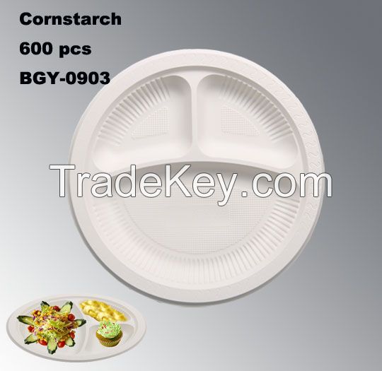 Cornstarch Plate Bgy-0903 (228.6mm) 9 Inch Plate FDA Certification and Disposable, Biodegradable China Made Plate