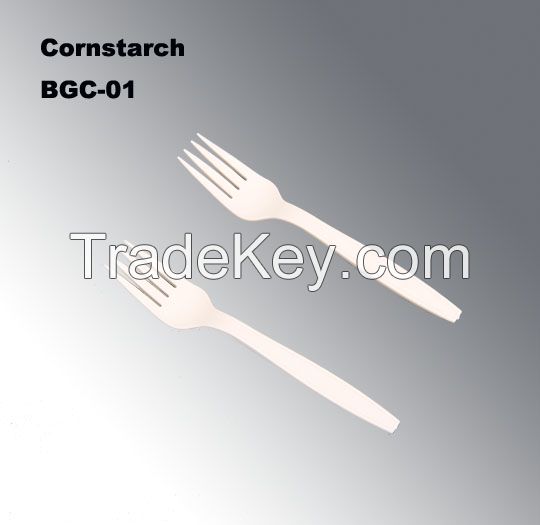 Disposable Fork Bgc-01 (150mm) in Cornstarch Material Eco-Friendly Cutlery