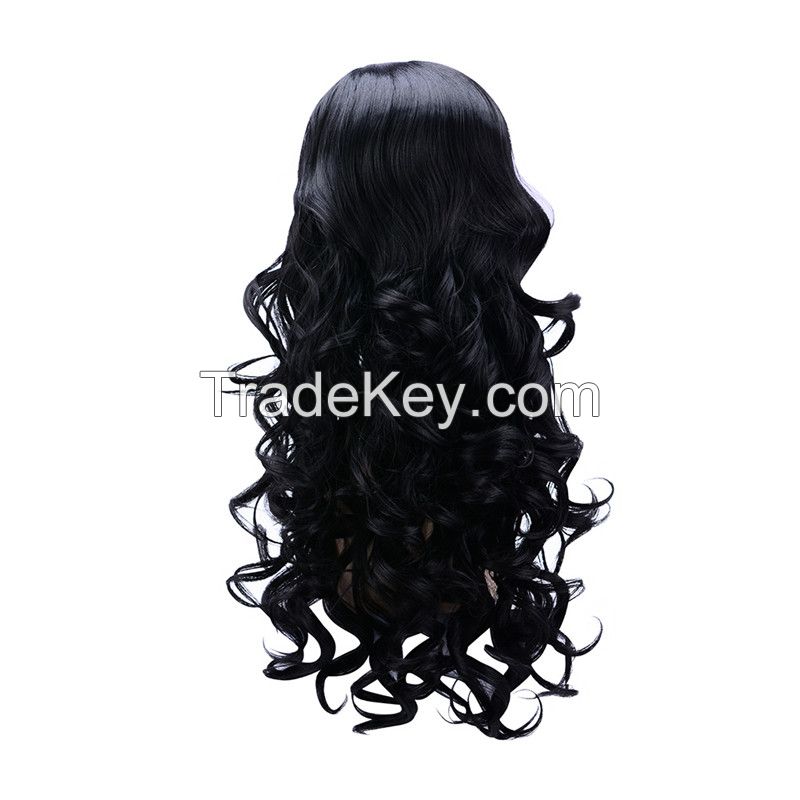 Black long curly half wig
