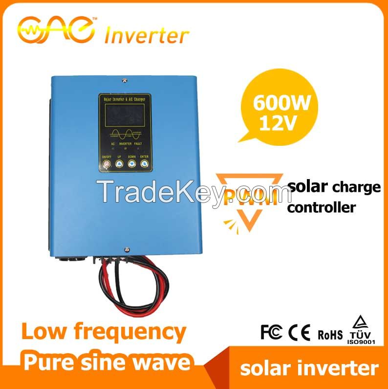 HSI 600W Pure sine wave low frequency solar inverter bulit-in PWM solar charge controller