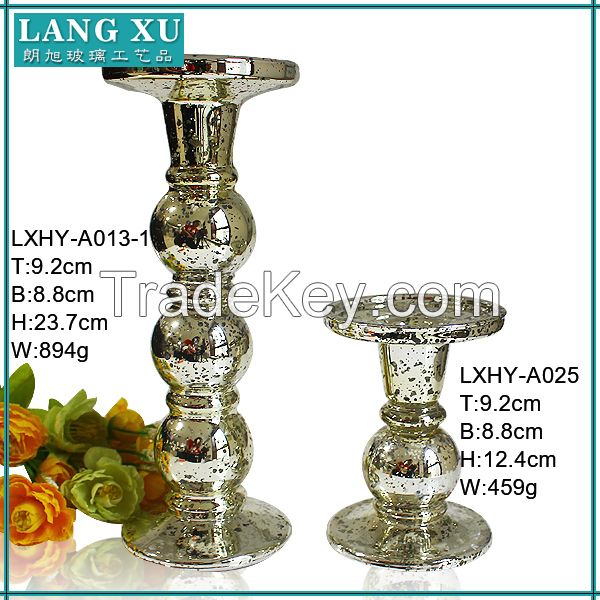 long stem silver mercury glass candle holder