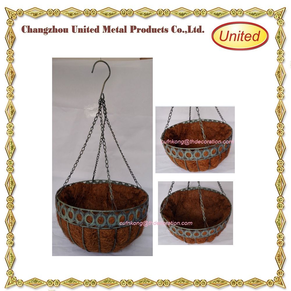 Garden Flower Wrought Iron Hanging Basket With Hook