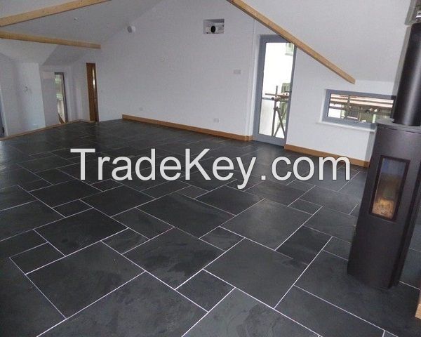 Black laminate slate flooring with polished & honed for sale