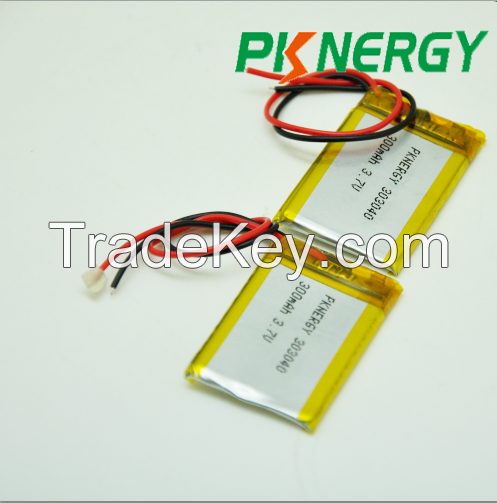 3.7V Lithium Polymer Rechargeable Batteries 303040 300mAh Lipo Battery