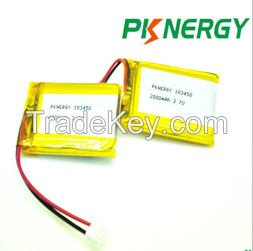 Hot Selling 3.7V 2000mAh 103450 Lipo Battery Rechargeable Battery Li Ion Battery Cell with Un38.3