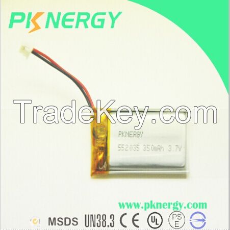 Ce UL MSDS Certificated Rechargeable Li-Po Battery 552035 350mAh 3.7V