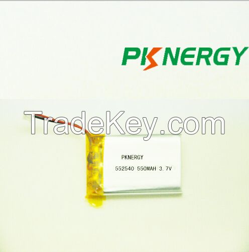 Customized Ultra Thin Lipo Rechargeable Batteries 552540 3.7V 550mAh Lithium Polymer Battery