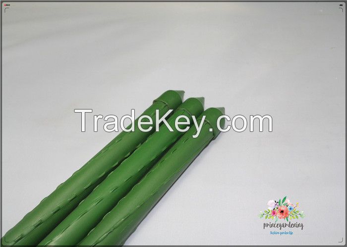 Green Color Pe Plastic Coated Steel Garden Stakes 8mm Diameter And 75