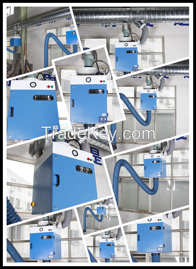 Wall mount welding fume collector/extractor, dust collector