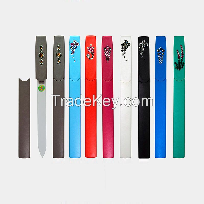 Glass clear nail files in hard plastic cases