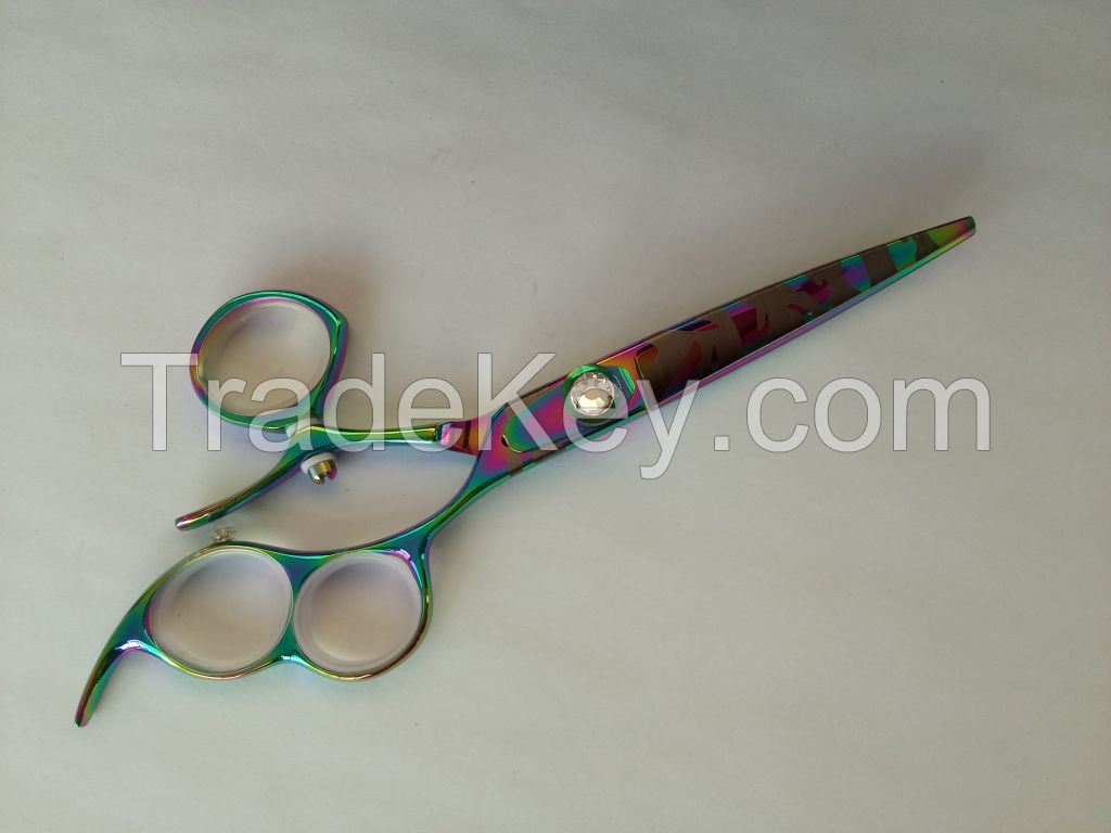 WYC56 rainbow coated  professional  hair cutting  scissors