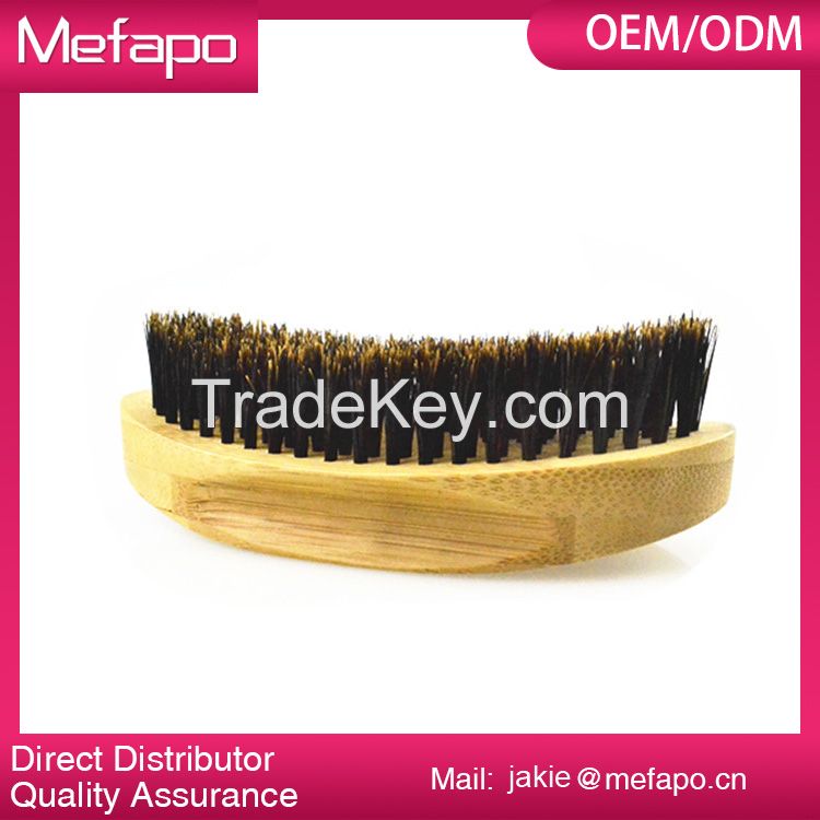 Wooden Oval Round Boar Bristle Beard Brush