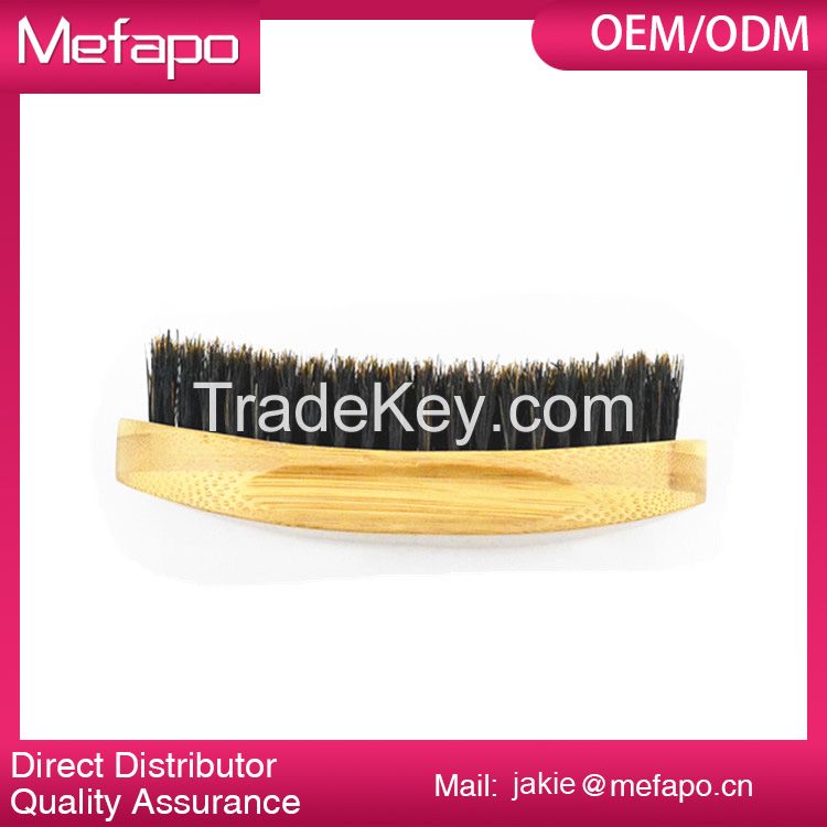 Wooden Oval Round Boar Bristle Beard Brush