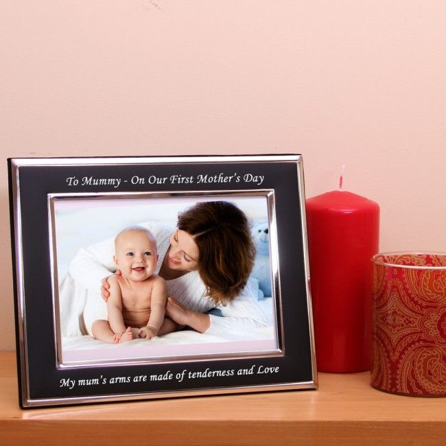 Engraved Photo Frame Black and Silver for Mothers Day