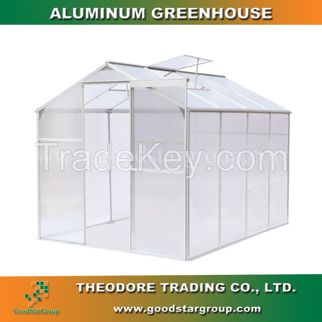 Aluminum Greenhouse Silver Color for backyard garden UV block PC panel hobby greenhouse