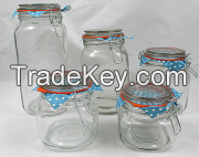 Glass Storage Jar/Glassware with Clip/Clamp/Locking Lid