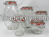 Glass Storage Jar/Glassware with Clip/Clamp/Locking Lid