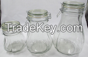 Glass Storage Jar/Glassware with Clip/Clamp/Locking Lid