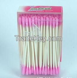 300PCS spring-box wooden stick cotton buds for make-up mover