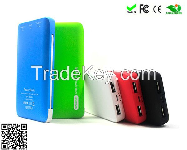 New 2014 Polymer Slim Power Banks 5000mah Built-in Cable