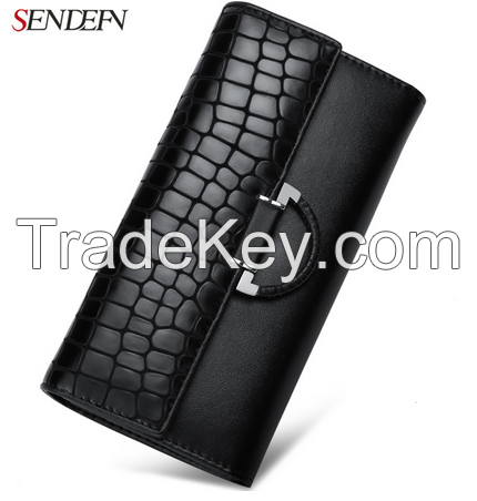 Sendefn Vintage Leather Long Fashion Ladies Purse Brand Ladies Purse