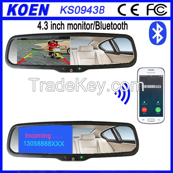 Replacement 4.3 Inch Car Bluetooth Rearview Mirror Handsfree Car Kit