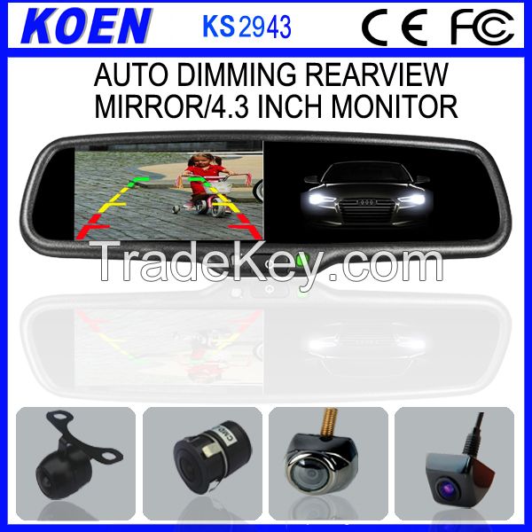 Replacement 4.3 Inch Car Bluetooth Rear View Mirror Handsfree Car Kit