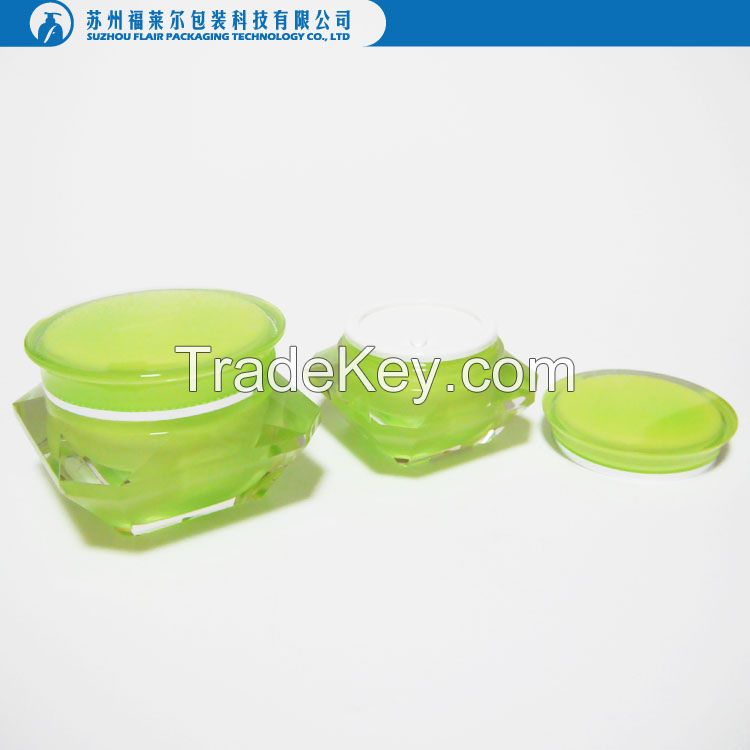 Plastic acrylic diamond cosmetic jar