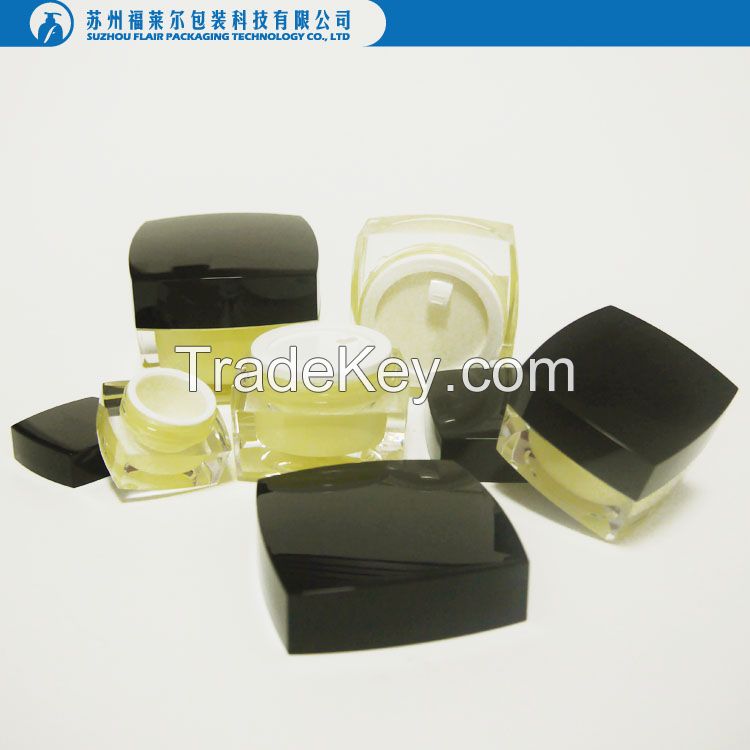 Plastic skin care square acrylic jar