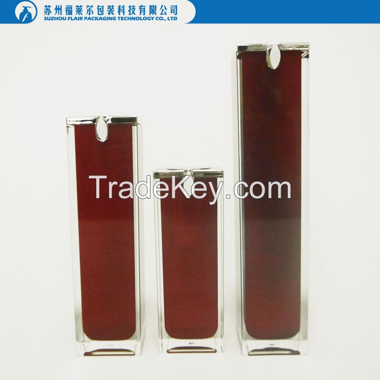 15ml 30ml 50ml empty plastic square shape airless bottle