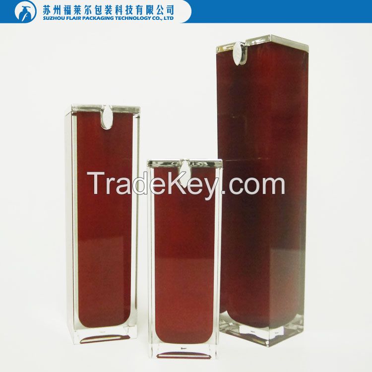 15ml 30ml 50ml empty plastic square shape airless bottle