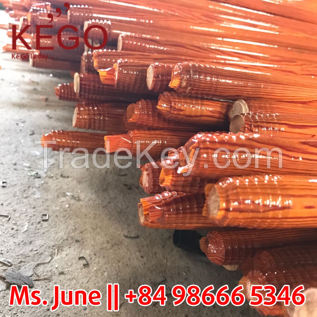 PVC colours coated wooden broom handle