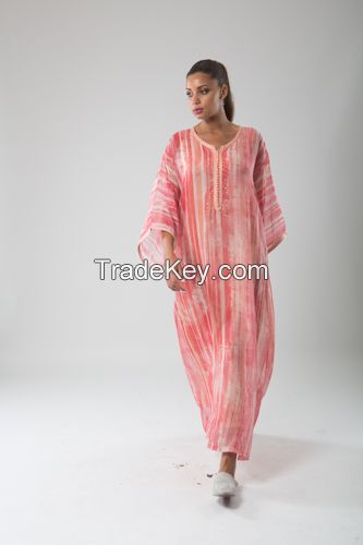 MOROCCAN GANDOURA MAYMONA PINK COLOR