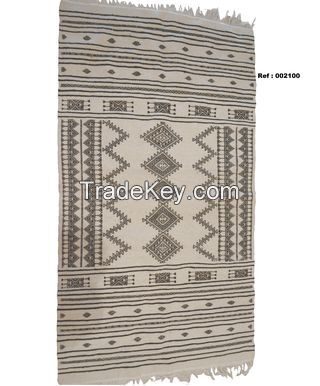 Kilim Berber Rug (Origin: Tunisia) 100% Wool (Ref # 002100)