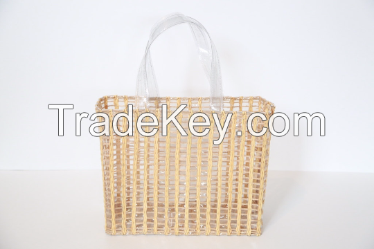 Transparent palm leaf beach bag by CARAVAN SERAIL