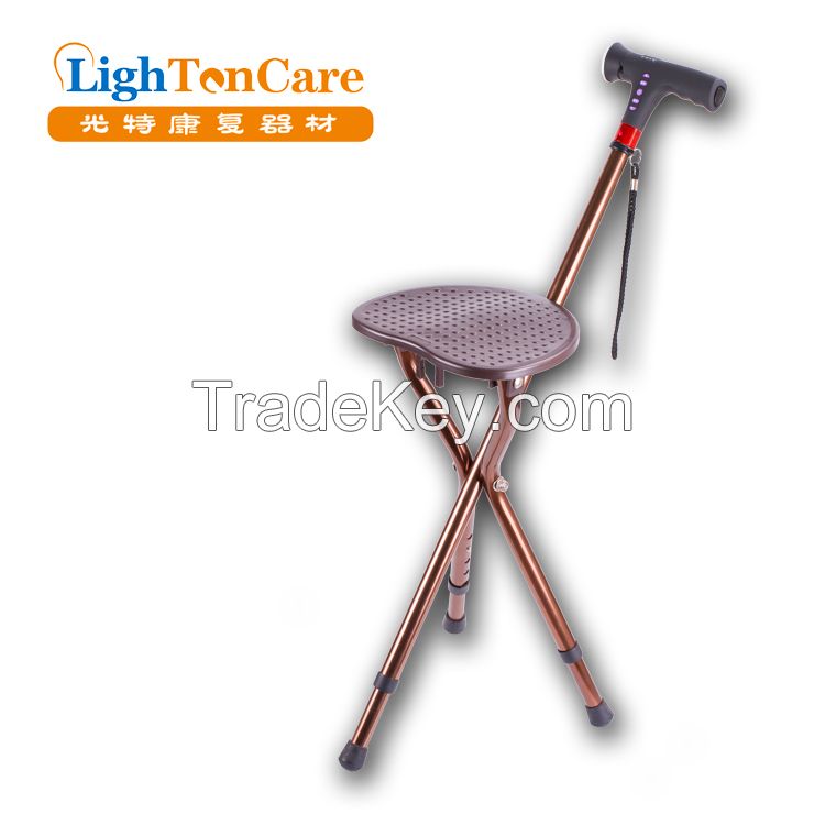 multifunctional rechargeable walking stick  with seat &amp;amp; chair