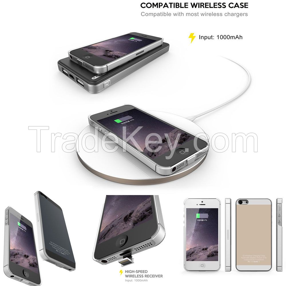 Qi wireless charger case charger receiver for iPhone 5/5S/5E