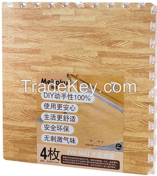 Meitoku most popular wood grain eva foam puzzle mats for indoor ground