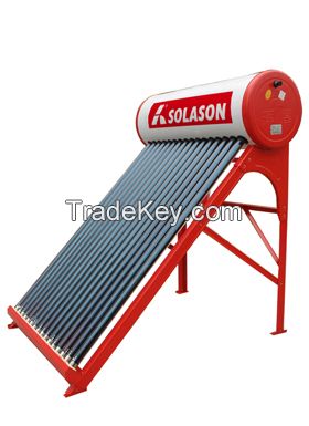 compact unpressurized intergrate evacuated tube solar water heater