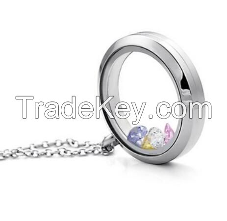 316l Stainless Steel Silver Necklace Charm Necklace with Crystal