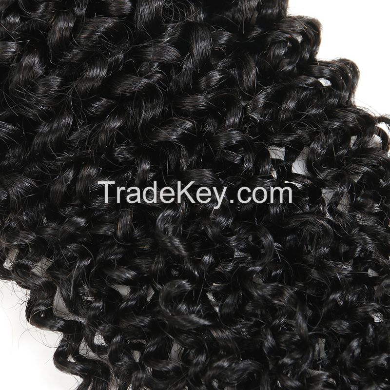 Natural Black Brazilian Kinky Curly Virgin Human Hair Weaves