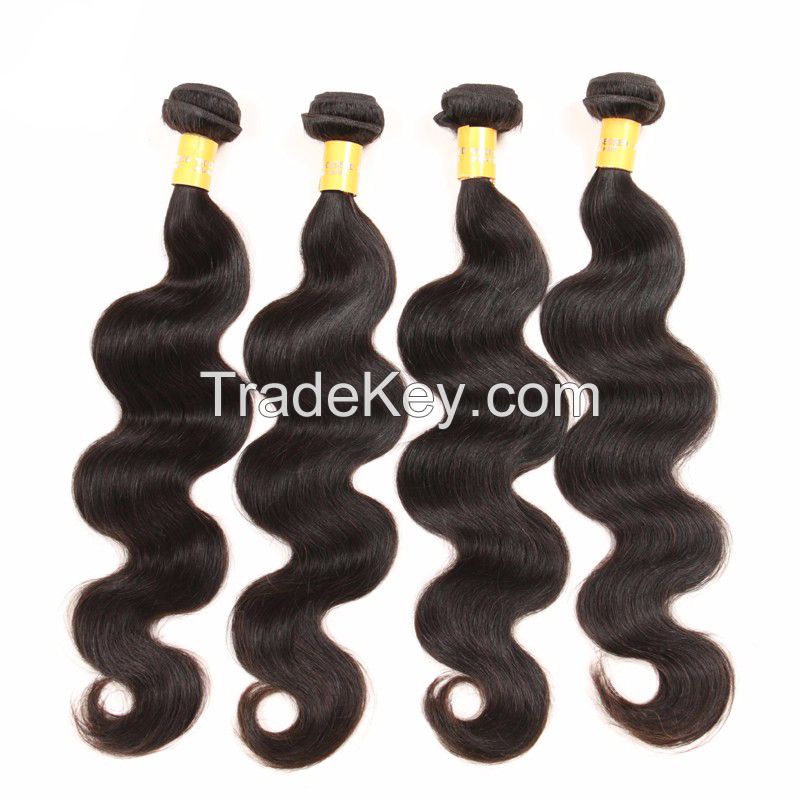 Natural Black Brazilian Body Wave Hair Virgin Human Hair Weaves