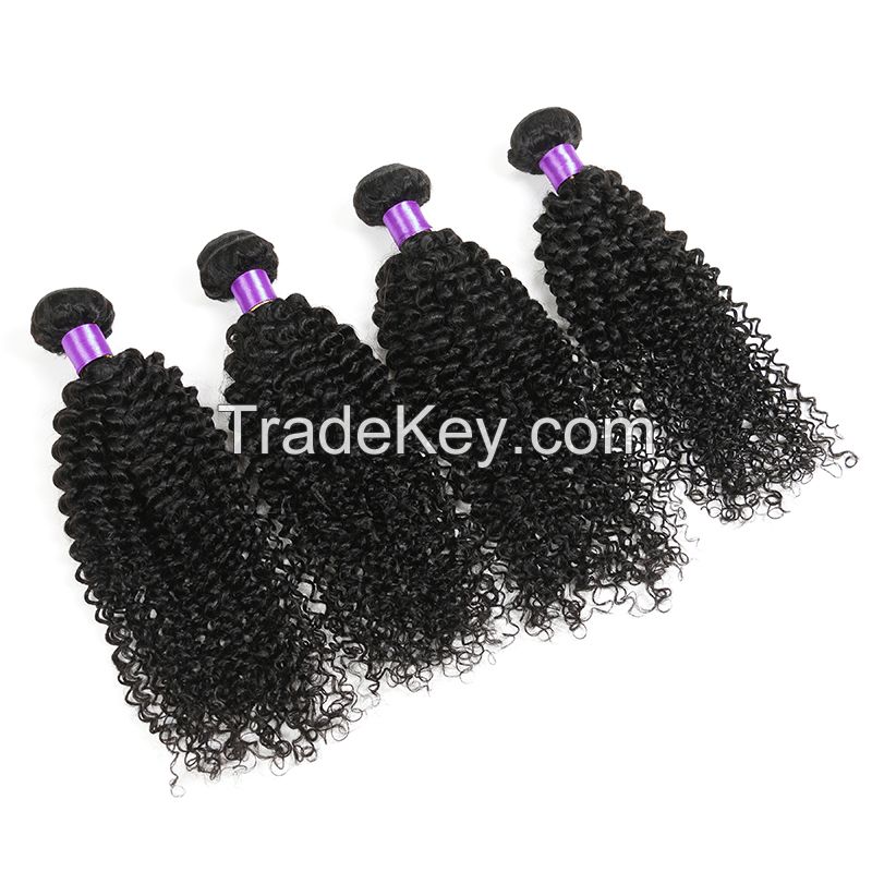 Natural Black Brazilian Kinky Curly Virgin Human Hair Weaves