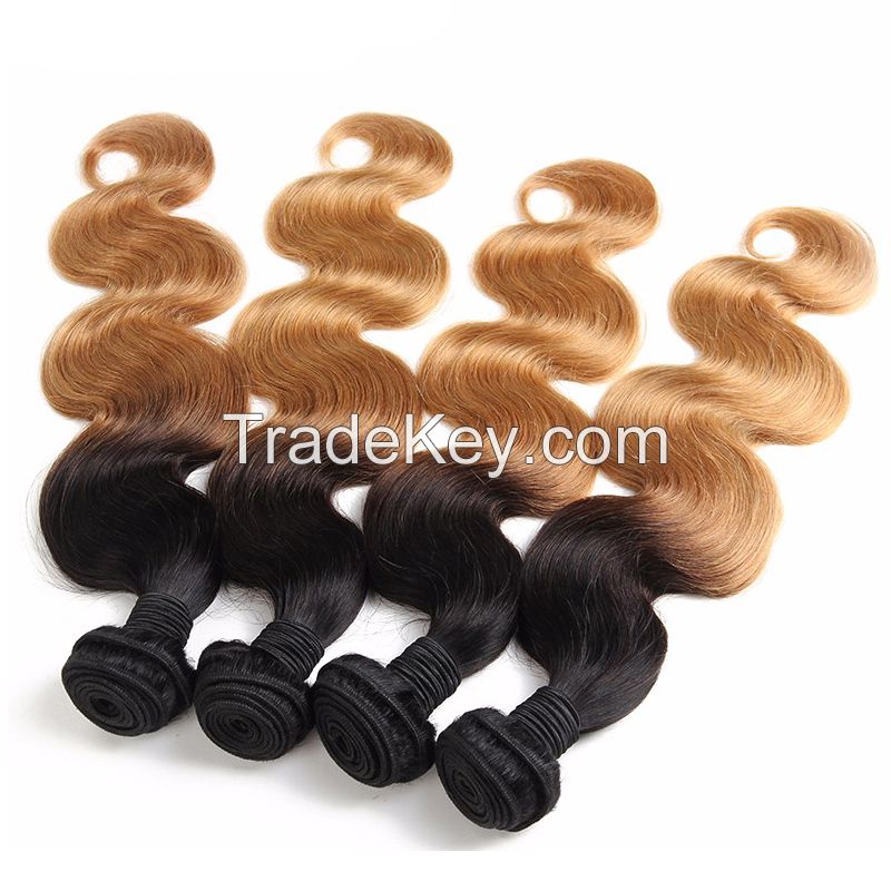 Ombre Color Brazilian T1B/27 Body Wave Virgin Human Hair Weaves