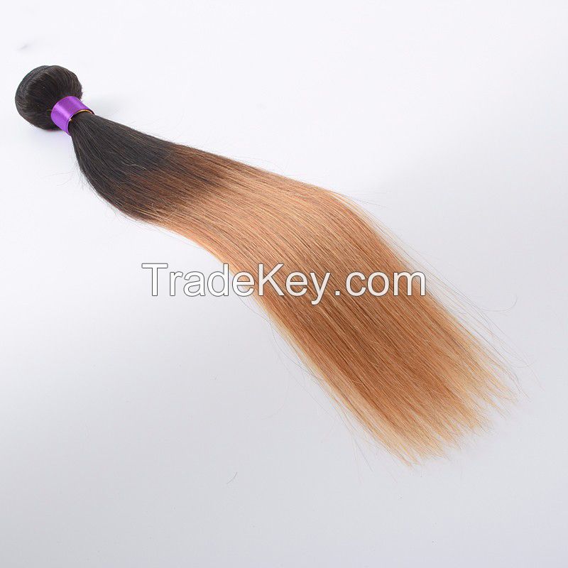 Ombre Color Brazilian T1B/27 Silky Straight Virgin Human Hair Weaves