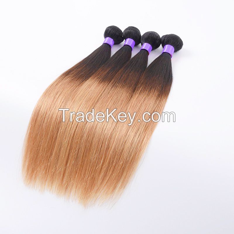 Ombre Color Brazilian T1B/27 Silky Straight Virgin Human Hair Weaves