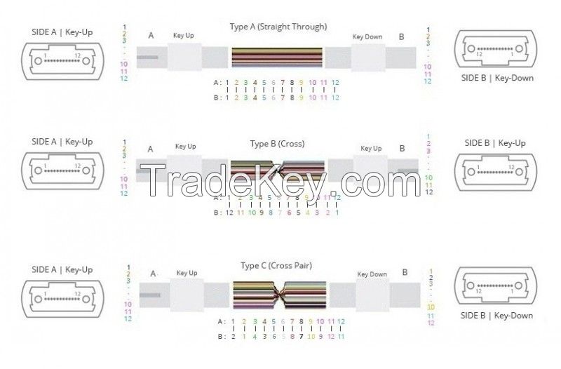 MPO-12MPO SMF Singlel-mode Fiber Optic Trunk Cable, 12 Core Fiber, offer migration path from 10GbE to 40/100GbE