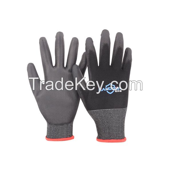 Polyester liner PU coated glove