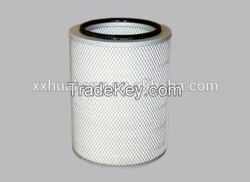 Washable pleated polyester cylinder dust collection air filter cartridge
